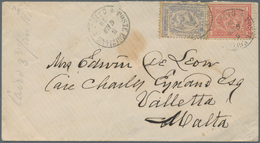 Ägypten: 1876 Cover From Cairo To MALTA, Franked By 1872-75 20pa. Grey-blue And 1pi. Rose Tied By "P - 1866-1914 Ägypten Khediva