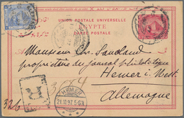 Ägypten: 1897/1909 Registered Mail To Germany: Postal Stationery Card 5m. Uprated 1pi. Ultramarine A - 1866-1914 Khedivaat Egypte