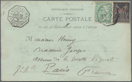 Ägypten: 1902, 2m. Green In Combination With French P.O. Port Said 10c. Black On Lilac On "ship" Ppc - 1866-1914 Khédivat D'Égypte