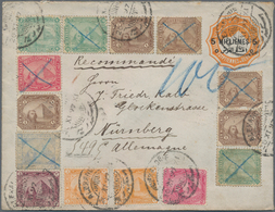 Ägypten - Ganzsachen: 1897, 5 M On 2 Pia Orange Postal Stationery Envelope, Uprated With 10 Stamps ( - Andere & Zonder Classificatie