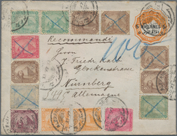 Ägypten - Ganzsachen: 1897, 5 M On 2 Pia Orange Postal Stationery Envelope, Uprated With 10 Stamps ( - Other & Unclassified