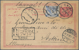 Ägypten - Ganzsachen: 1899 Postal Stationery Card 5m. Used REGISTERED From Cairo To Stettin, Germany - Sonstige & Ohne Zuordnung