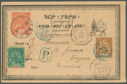 Äthiopien: 1899: Ethiopian Postal Stationery Card ½g. (cancelled 28.7.98) Used As Registered Postcar - Ethiopie