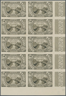 Äthiopien: 1931, Railway Bridge Over Hawasch ¼g. Olive-brown IMPERFORATE Block Of Ten From Lower Rig - Etiopia