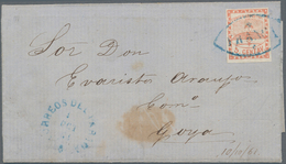 Argentinien: 1858 5c. Light Red, Small Numerals, Used On Folded Cover From Parana To Goya, Tied By B - Andere & Zonder Classificatie