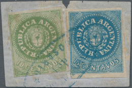 Argentinien: 1862 15c. Blue, With Accent, Used In Combination With 5c. Yellow-green, No Accent, On S - Otros & Sin Clasificación