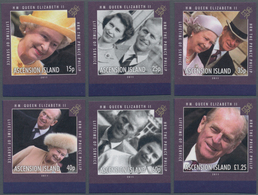 Ascension: 2011, 85th Birthday Of QEII Complete Set Of Six IMPERFORATE Stamps And The Imperf. Miniat - Ascension (Ile De L')