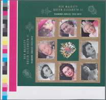 Ascension: 2012, Diamond Jubilee Of QEII IMPERFORATE Special Sheetlet With Six Stamps And Three Prin - Ascension (Ile De L')