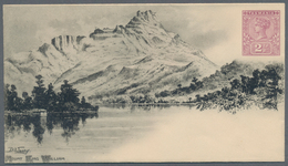 Tasmanien - Ganzsachen: 1898, Pictorial Stat. Envelope QV 2½ Red-purple With Picture On Front 'MOUNT - Cartas & Documentos
