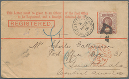 Victoria - Destinationen: 1894, Registered Stationery Envelope Uprated By 5 Pence QV Brown Sent From - Brieven En Documenten