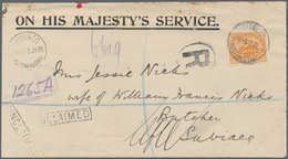 Westaustralien - Dienstmarken: 1909, 2 P Yellow With PERFIN "OS" Tied By Circle Cancel On Registered - Briefe U. Dokumente