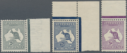 Australien: 1913, Kangaroos 1st Wmk. 2d. Grey From Right Margin, 2½d. Indigo From Upper Right Corner - Andere & Zonder Classificatie