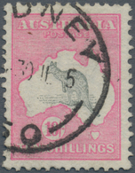 Australien: 1913, Kangaroo 10s. Grey And Pink 1st Wmk. Fine Commercially Used With Large Part '(SY)D - Otros & Sin Clasificación