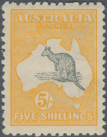 Australien: 1915, Kangaroo 5s. Grey And Yellow With INVERTED 2nd Wmk., Mint Hinged And Very Scarce! - Autres & Non Classés