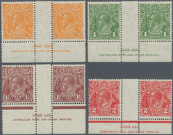 Australien: 1931/1936, KGV Heads With CofA Wmk. Complete Set Of Eight In Horizontal Gutter Pairs Wit - Altri & Non Classificati