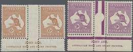 Australien: 1932, Kangaroos With CofA Wmk. 6d. Chestnut And 9d. Violet In Horizontal Gutter Pairs Wi - Autres & Non Classés