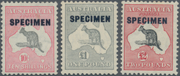 Australien: 1932/1935, Kangaroos Set Of Three 10s. Grey And Pink, £1 Grey And £2 Black And Rose With - Autres & Non Classés