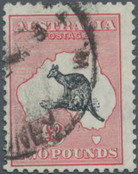 Australien: 1934, Kangaroo £2 Black And Rose CofA Wmk. Used With Heavy (smudged) Cds., Scarce Stamp! - Autres & Non Classés