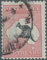 Australien: 1934, Kangaroo £2 Black And Rose CofA Wmk. Used With Heavy (smudged) Cds., Scarce Stamp! - Andere & Zonder Classificatie