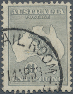 Australien: 1935, Kangaroo £1 Grey CofA Wmk. Fine Used With '(Ship M(AIL ROOM, 14AP38' Cds. But Ligh - Autres & Non Classés