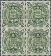 Australien: 1950, Coat Of Arms £2 Green Block Of Four, Mint Never Hinged, SG. £ 340+ (BW. 271, AU$ 9 - Autres & Non Classés