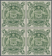 Australien: 1950, Coat Of Arms £2 Green Block Of Four, Mint Never Hinged, SG. £ 340+ (BW. 271, AU$ 9 - Other & Unclassified