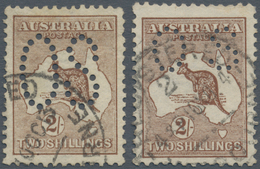 Australien - Dienstmarken Mit OS-Lochung: 1913/1914, Kangaroos 2s. Brown 1st Wmk. Two Stamps Punctur - Service