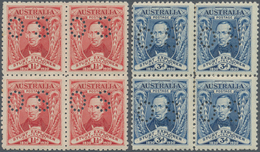 Australien - Dienstmarken Mit OS-Lochung: 1930, Captain Sturt Set Of Two With OS Perfin In Blocks Of - Servizio