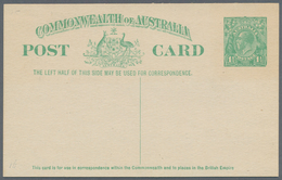 Australien - Ganzsachen: 1923, Two Different Postcards KGV 1½d. Emerald-green With And Without Footn - Postal Stationery