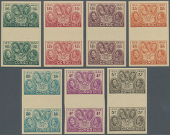 Belgisch-Kongo: 1935, 50th Anniversary Of Congo State, 0.50fr. To 5fr., Complete Set In IMPERFORATE - Lettres & Documents