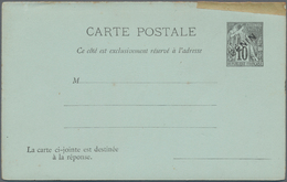 Benin: 1892 Postal Stationery Doublecard With Overprint Benin, Overprint Missing On Reply Part, Top - Benin - Dahomey (1960-...)