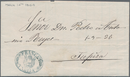 Bolivien: 1864, Folded Letter Sent Within The City Of TARIJA With Black Oval "FRANCA TARIJA" - Bolivië