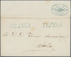 Bolivien: 1866 "TUPISA", Blauer L1 Und L1 "FRANCA" Auf Brief Mit Transit-Stempel "Correos De Yavi" N - Bolivië