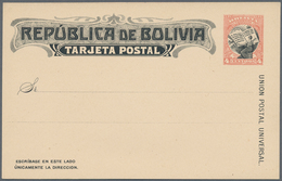 Bolivien: 1909, 4 Ct Rose/black Independence War, Unlisted Essay Of Postal Stationery Card. VF Mint - Bolivië