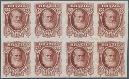 Brasilien: 1878-79, 700 R. Red-brown Imperf Block Of Eight On White Wove Paper, Very Fine And Fresh - Autres & Non Classés