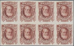 Brasilien: 1878-79, 700 R. Red-brown Imperf Block Of Eight On White Wove Paper, Very Fine And Fresh - Sonstige & Ohne Zuordnung