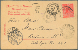 Brasilien: 1902, Germany 10 Pfg Cpl.postal Stationery Card With Reply Card From "DRESDEN, 25.101902" - Autres & Non Classés