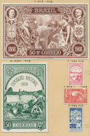 Brasilien: 1908, Imperforated PROOFs Of Stamps 100 R Red, 100 R Rose And 200 R Blue "National Exposi - Other & Unclassified