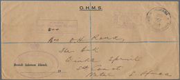 Britische Salomoninseln: 1946, Official 'O.H.M.S.' Envelope Used Registered From Honiara To Winkle S - Iles Salomon (...-1978)