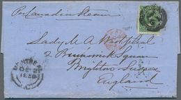 Canada - Colony Of Canada: 1859, QV 12½ C Blue-green Tied By Numeral "21" And Beneath "MONTREAL DE 2 - ...-1851 Préphilatélie