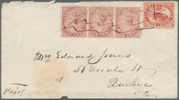 Canada - Colony Of Canada: 1864, Envelope Franked With 1 D QV, Strip Of Three And Single 5 D Beaver - ...-1851 Prephilately