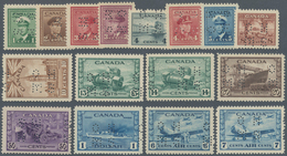 Canada - Dienstmarken: 1942/1943, KGVI War Effort Punctured 'O H / M S' Complete Set Of 16 Incl. The - Sobrecargados