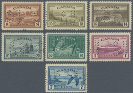Canada - Dienstmarken: 1946, KGVI Peace Re-conversion Punctured 'O H / M S' Complete Set Of Seven In - Surchargés