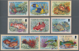 Cook-Inseln: 1994, Life On The Coral Reef Complete IMPERFORATE Set Of Ten (fishes, Crab Etc.), Mint - Cookinseln