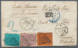 Costa Rica: 1869, III. Emission, 80 C Rose, 10 C Orange And 5 C Blue, Tied By The Dotted Papal Grill - Costa Rica