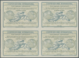 Costa Rica: Design "Rome" 1906 International Reply Coupon As Block Of Four 12 C. Costa Rica. This Bl - Costa Rica