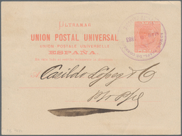 Cuba: 1883, 3 C. Vermilion Postal Stationery Card Written In Nuevitas Tied By Violet "ADMON PRAPL DE - Other & Unclassified