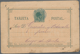 Cuba: 1886, 2 C. Green On Buff Postal Stationery Card Tied By Blue "...DE ZAZA CUBA" Cds. To Ciego D - Autres & Non Classés