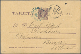 Cuba: 1898, 2 C. Violet Postal Stationery Card Tied By Blue "CORREOS DE PUERTO PRINCIPE YSLA DE CUBA - Autres & Non Classés