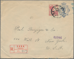 Curacao: 1917, 12 1/2 C Blue Postal Stationery Envelope, Uprated With 10 C Rose, Sent Registered Fro - Curaçao, Antille Olandesi, Aruba